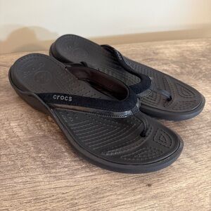 Crocs Thong Flip Flops Black Woman’s Size 9